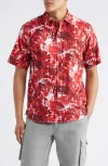 Tommy Bahama Sport Electric Blooms Camp Shirt In Red