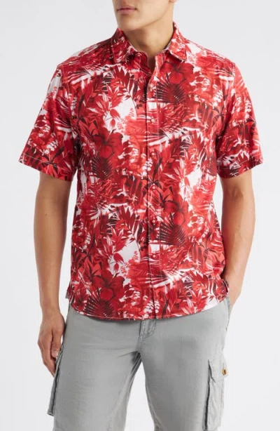 Tommy Bahama Sport Electric Blooms Camp Shirt In Red
