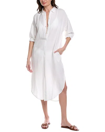 Tommy Bahama St. Lucia Boyfriend Linen-blend Shirtdress In White