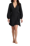 Tommy Bahama St. Lucia Linen-blend Wrap Dress In Black
