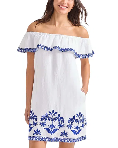 Tommy Bahama St. Lucia Embroidered Ruffle Trim Swim Cover-up Dress In White