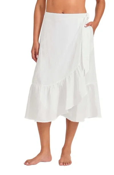 Tommy Bahama St. Lucia Linen Blend Cover-up Wrap Skirt In White