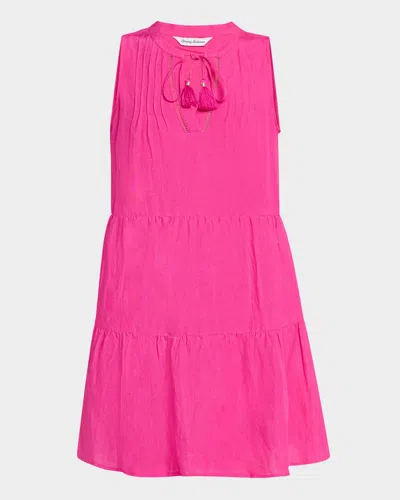 Tommy Bahama St Lucia Sleeveless Tiered Mini Dress In Pink Maui