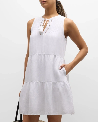 Tommy Bahama St Lucia Sleeveless Tiered Mini Dress In White