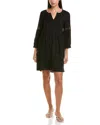 Tommy Bahama St. Lucia Split Neck Linen Blend Cover-up Dress In Black
