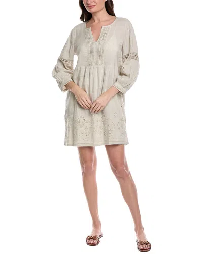 Tommy Bahama St. Lucia Split Neck Linen-blend Mini Dress In Gray