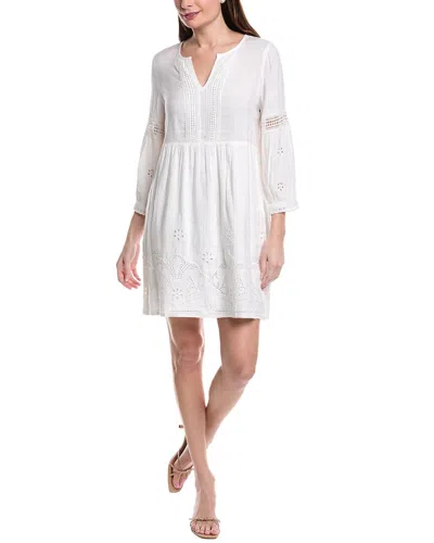 Tommy Bahama St. Lucia Split Neck Linen-blend Mini Dress In White