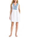 Tommy Bahama St. Lucia Embroidered Sleeveless Linen Blend Cover-up Dress In White