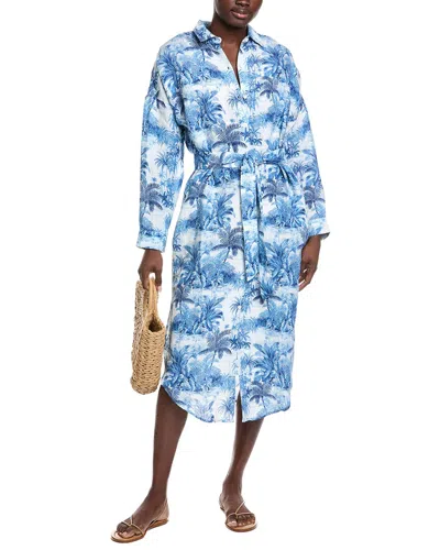 Tommy Bahama St. Lucia Toile Linen-blend Cover-up Shirtdress In Blue
