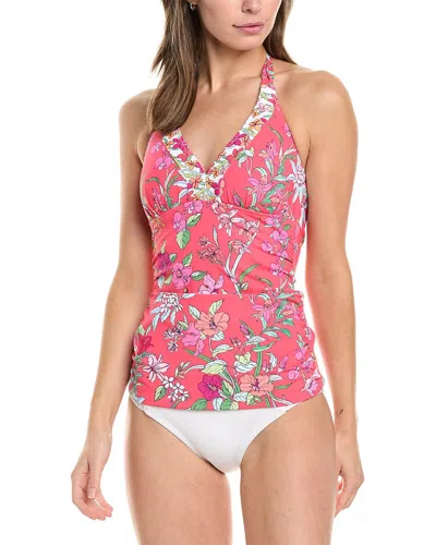 Tommy Bahama Summer Floral Reversible Halter Tankini Top In Orange