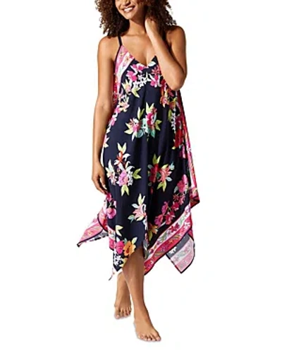 Tommy Bahama Summer Floral Scarf Dress Swim Cover-up In Mare Navy
