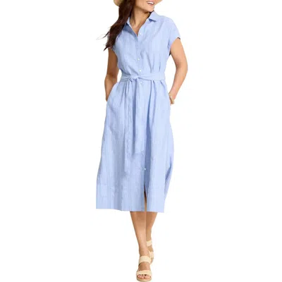 Tommy Bahama Summer Isle Linen & Cotton Midi Shirtdress In Blue