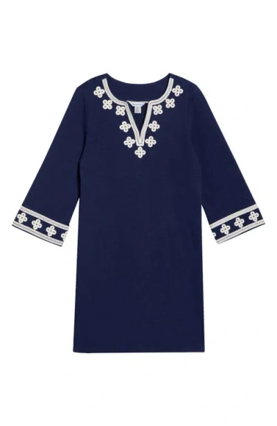 Tommy Bahama Sunset Harbor Embroidered Three Quarter Sleeve Dress In Blue