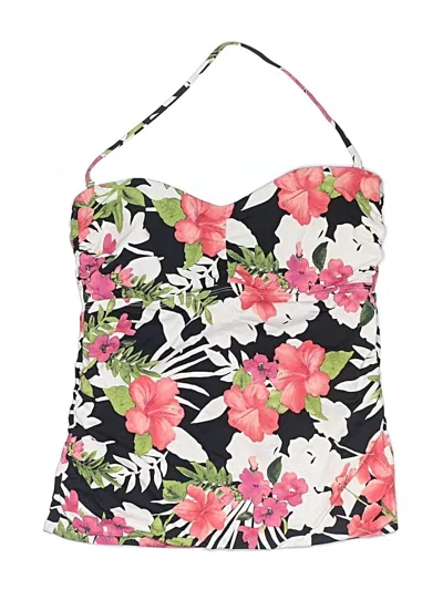 Pre-owned Tommy Bahama Swimsuit Top Black Floral Pattern Swimwear