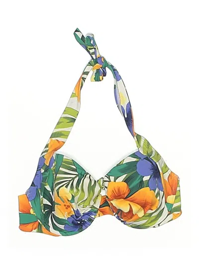 Pre-owned Tommy Bahama Swimsuit Top Green Tropical Pattern Swimwear