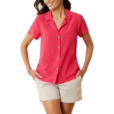 Tommy Bahama Talullah Silk Camp Shirt In Paradise Pink