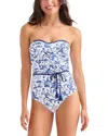 Tommy Bahama Terrazzo Tile Bandeau One-piece Swimsuit In Mountain Bluebell