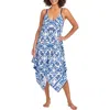 Tommy Bahama Terrazzo Tile Handkerchief Hem Cover-up Dress In Palace Blue