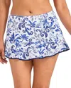 Tommy Bahama Terrazzo Tile High Waist Skirted Bikini Bottoms In Blue
