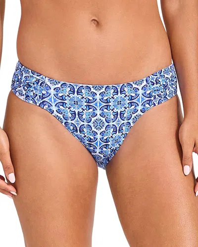 Tommy Bahama Terrazzo Tile Reversible Hipster Bikini Bottom In Palace Blue Rev