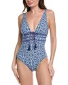 Tommy Bahama Terrazzo Tile Tie-front One-piece In Blue