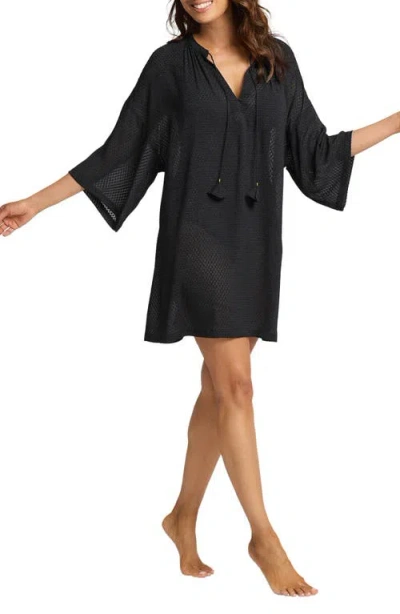 Tommy Bahama Textured Dot Cover-up Tunic In Black