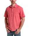 Tommy Bahama Sea Glass Short Sleeve Button-up Linen Camp Shirt In Red