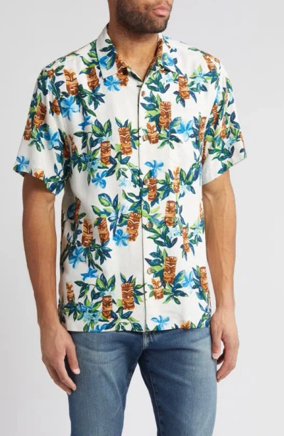 Tommy Bahama Tiki Tumble Silk Short Sleeve Button-up Shirt In Continental