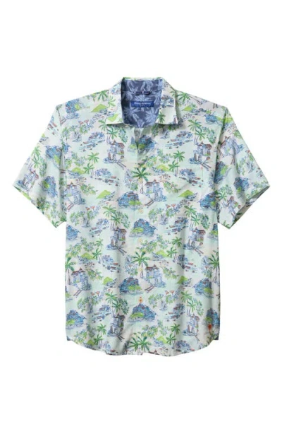 Tommy Bahama Tortola Paradise Isle Short Sleeve Lyocell & Cotton Button-up Shirt In White