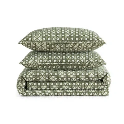 Tommy Bahama Trellis Texture Cotton Reversible Green Quilt Set