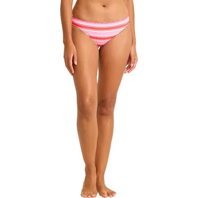 Tommy Bahama Tropi Flora Stripe Reversible Hipster Bikini Bottoms In Pink