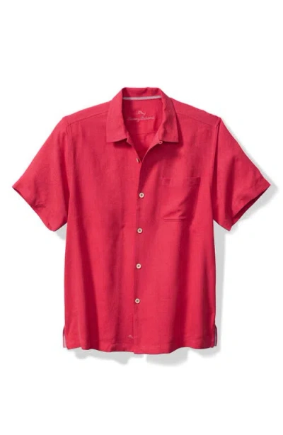 Tommy Bahama Tropic Isle Short Sleeve Button-up Silk Camp Shirt In Raspberry Wine