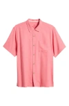 Tommy Bahama Tropic Isle Short Sleeve Button-up Silk Camp Shirt In Soft Flamingo