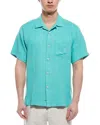 Tommy Bahama Sea Glass Breezer Classic Fit Short Sleeve Linen Button-up Shirt In Blue