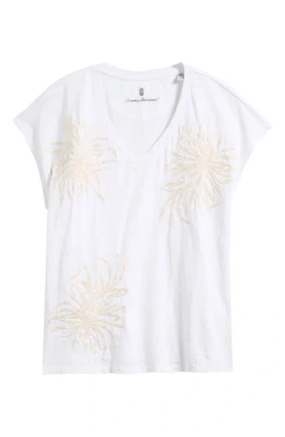 Tommy Bahama Tropic Twist Sequin Embroidery Organic Cotton T-shirt In White
