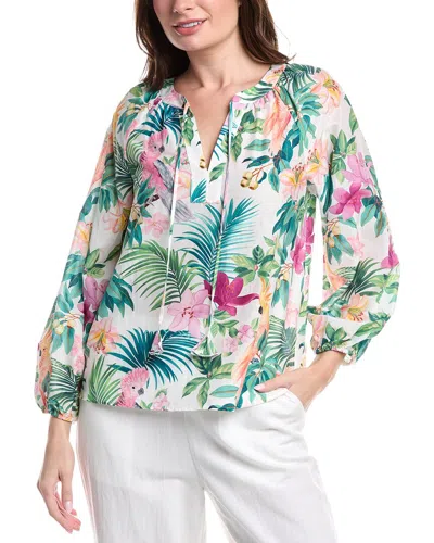 TOMMY BAHAMA TOMMY BAHAMA TROPICAL BLISS SILK-BLEND PEASANT TOP