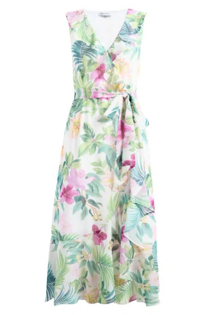 Tommy Bahama Tropical Bliss Tie Waist Faux Wrap Maxi Dress In White