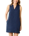 Tommy Bahama Two Palms Double Ruffle Linen Dress In Island Navy