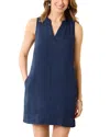 Tommy Bahama Two Palms Double Ruffle Linen Dress In Island Navy