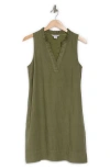 Tommy Bahama Two Palms Double Ruffle Linen Dress In Dark Fern