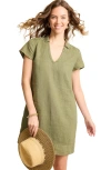 Tommy Bahama Two Palms Short Sleeve Linen Dress In Dark Fern