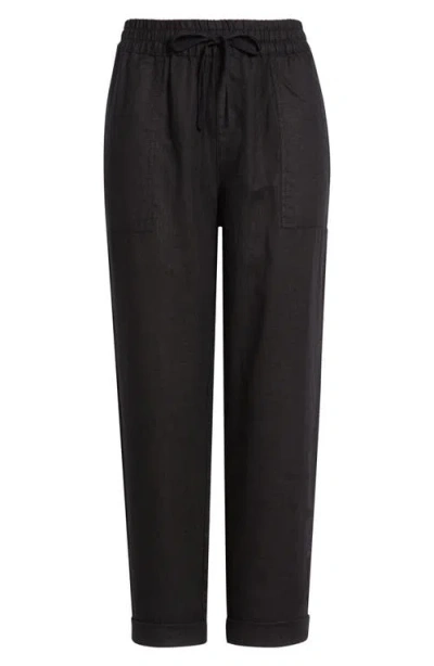Tommy Bahama Two Palms Tapered Linen Drawstring Pants In Black