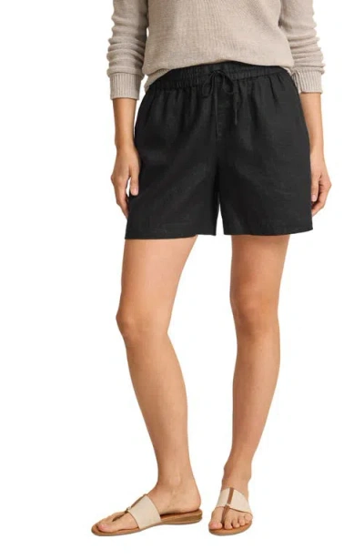 Tommy Bahama Two Palms Tie Waist Linen Shorts In Black