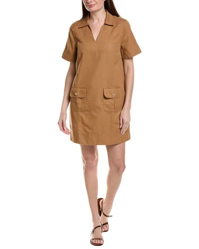 Tommy Bahama Utility Twill Linen-blend Mini Dress In Brown