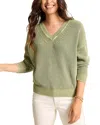 Tommy Bahama Indigo Palms Cotton V-neck Sweater In Dusty Thyme