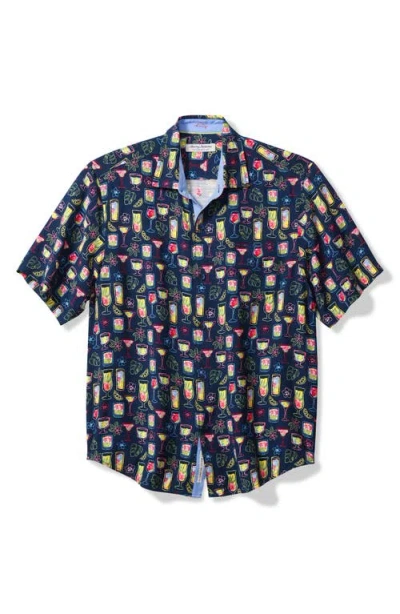 Tommy Bahama Veracruz Cay Electric Cocktails Short Sleeve Button-up Shirt In Horizon Blue