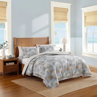 Tommy Bahama Veranda Palm Cotton Reversible Beige Comforter Set In Gray