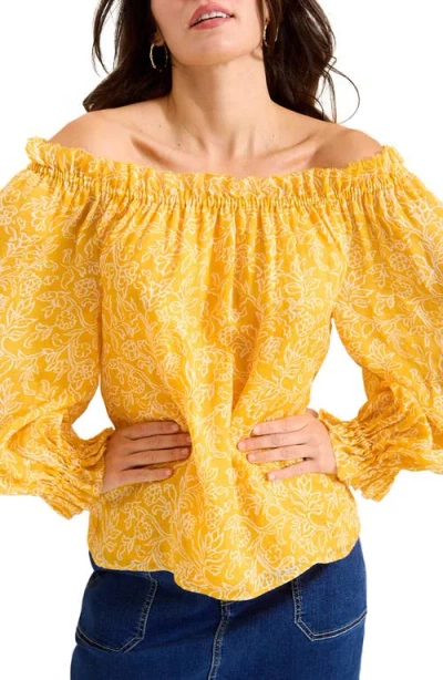 Tommy Bahama Veranda Vines Off The Shoulder Top In Canna Lily