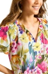 Tommy Bahama Verde Blooms Cotton & Silk Flutter Sleeve Top In Vanilla Ice