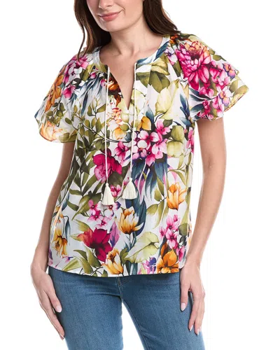 Tommy Bahama Verde Blooms Flutter Silk-blend Top In Multi